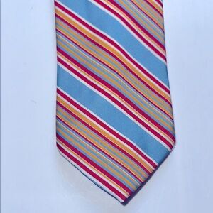 Vintage 60s/70s Arrow Decta light blue, red, white & gold striped very wide tie